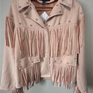 Forever 21 Light Pink Fringe Leather Jacket